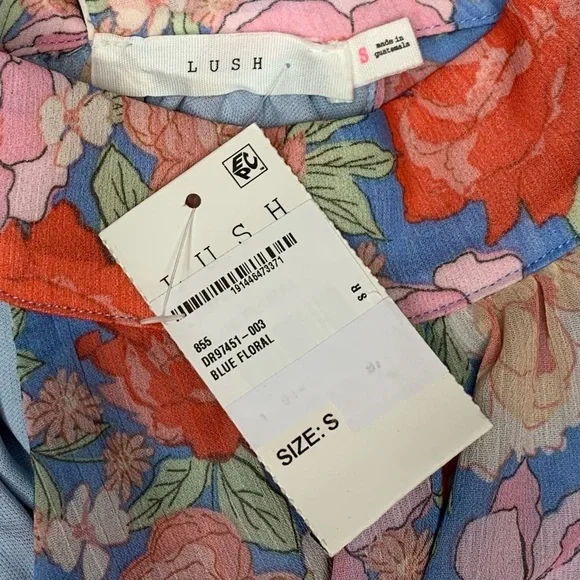 NEW Lush Floral Halter Neck Tie Waist Mini Dress - Picture 10 of 17